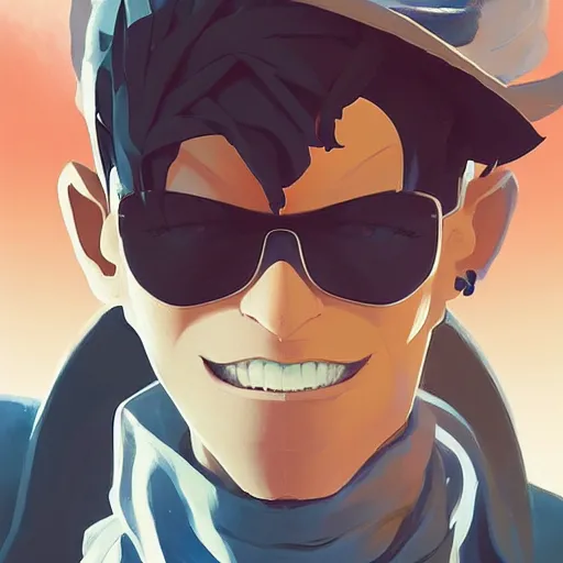 Image similar to face icon stylized minimalist trigun, loftis, cory behance hd by jesper ejsing, by rhads, makoto shinkai and lois van baarle, ilya kuvshinov, rossdraws global illumination