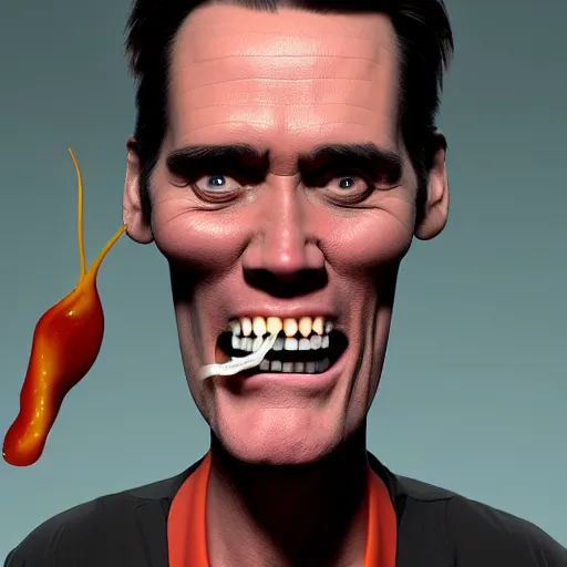 Image similar to jim carrey is fused into a slim jim, hyperdetailed, artstation, cgsociety, 8 k