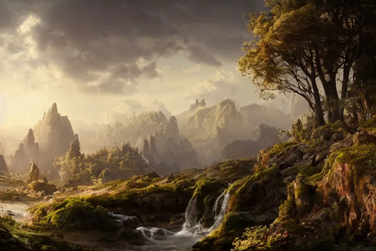 Image similar to a beautiful landscape photo of arcadia, cinematic atmospheric masterpiece, award winning, 4 k, hyperdetailed, fantastic, wonderful, 3 d sculpture 8 k octane render