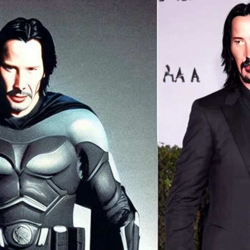 Prompt: Keanu Reeves as Batman, unmasked