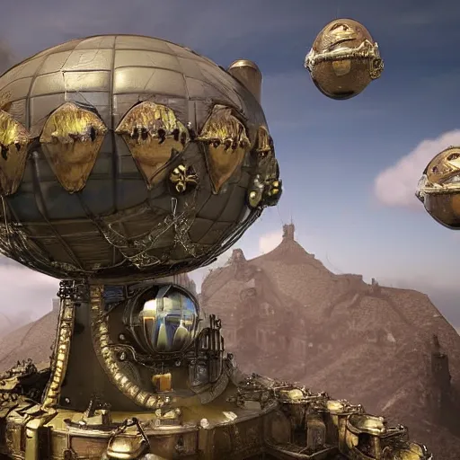 Image similar to enormous flying fortress in a faberge egg, sky, steampunk, fantasy art, masterpiece, unreal engine