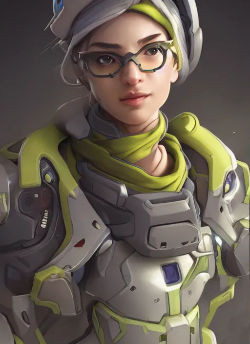 Prompt: character portrait of a fusion of Bastion from Overwatch and Ana from Overwatch by ArtGerm and Tom Bagshaw, 4k, highly detailed, cinematic lighting, characters merged