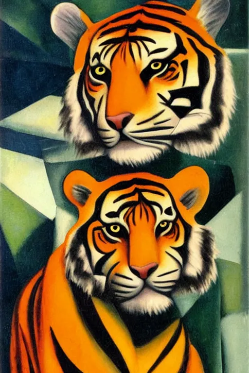 Image similar to tiger by artist tamara de lempicka