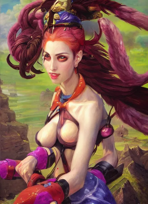 Prompt: oil painting of jinx league of legends in the style of sophie anderson,