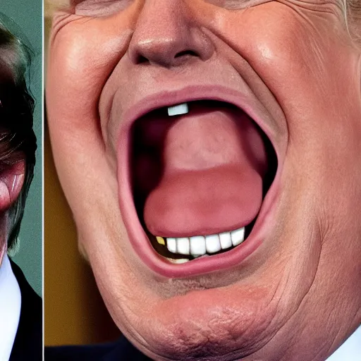 Prompt: trump with an enormous mouth