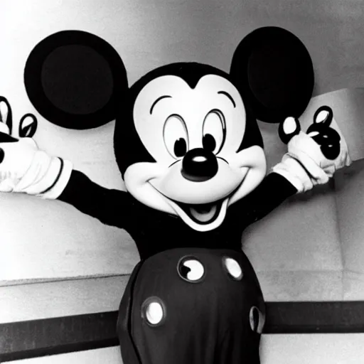 Image similar to walt disney dressed as mickey mouse