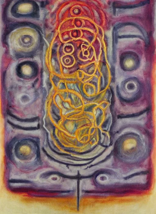 Prompt: biomechanical talisman of summoning yog - sothoth by maggi mcdonald, mark rothko, sabina klein