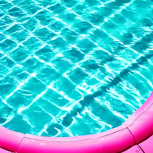 Prompt: vaporwave swimming pool with nobody, pinkish color