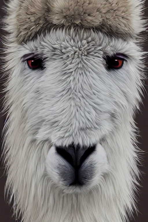 Image similar to Highly detailed wild fluffy llama portrait, studio Ghibli, Makoto Shinkai,