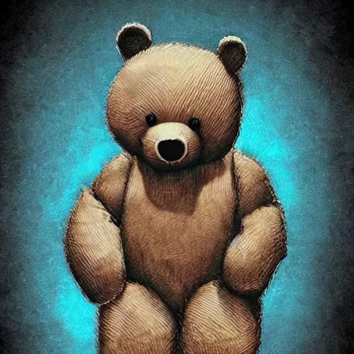 Prompt: grunge drawing of a teddy bear by - beeple , loony toons style, horror themed, detailed, elegant, intricate