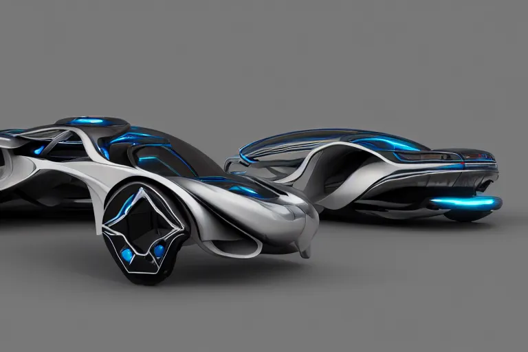 Image similar to futuristic concept car, cg, digital render, maya, blender, unreal engine, dark background