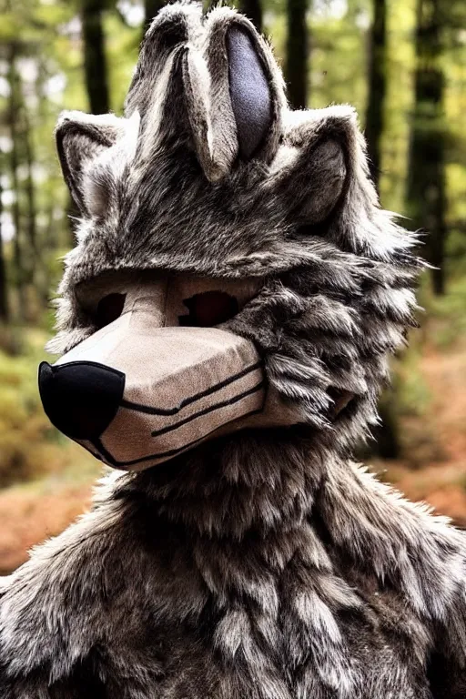 Prompt: an anthropomorphic wolf fursuit, photograph, instagram photo