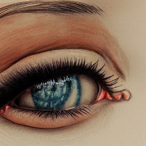 Image similar to detailed illustration close up of a crying pretty woman, highly detailed, realistic, trending on art station