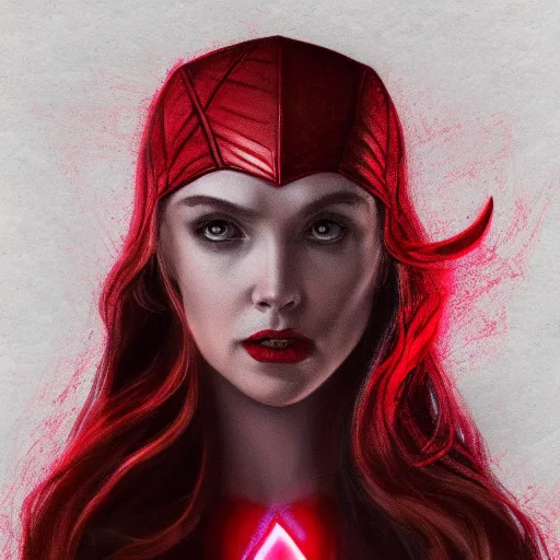 Image similar to Portrait of Wanda the scarlet witch, Marvel, highly detailed, anger, fear, ominous background, artstation, 16k, trending on ArtStation, by smile _zPRO