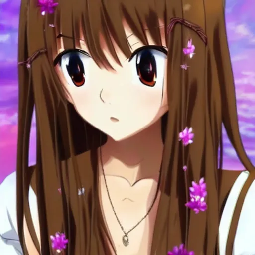 Prompt: A Beautiful Anime Girl with long brown hair