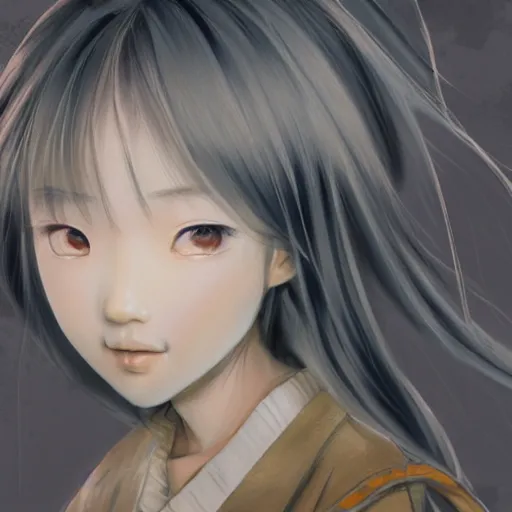 Image similar to dynamic composition, motion, ultra-detailed, incredibly detailed, a lot of details, amazing fine details and brush strokes, colorful and grayish palette, smooth, HD semirealistic anime CG concept art digital painting, watercolor oil painting of a Japanese schoolgirl, by a Chinese artist at ArtStation, by Huang Guangjian, Fenghua Zhong, Ruan Jia, Xin Jin and Wei Chang. Realistic artwork of a Chinese videogame, gradients, gentle an harmonic grayish colors.