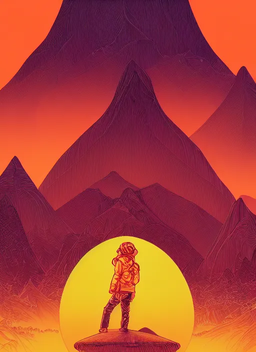 Image similar to a beautiful detailed line art illustration of marin kitagawa, centered, by dan mumford and moebius and beeple, trending on artstation, pastel color, dim dusk lighting, cinematic lighting, detailed lighting, volumetric lighting, realistic, f 8, 4 k hd wallpaper, poster, yellow and orange color scheme