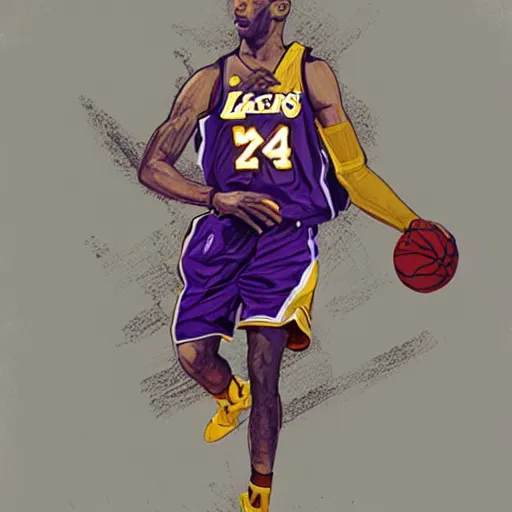 Image similar to a matte painting of kobe bryant, drip, stylish, paint pour, by sachin teng