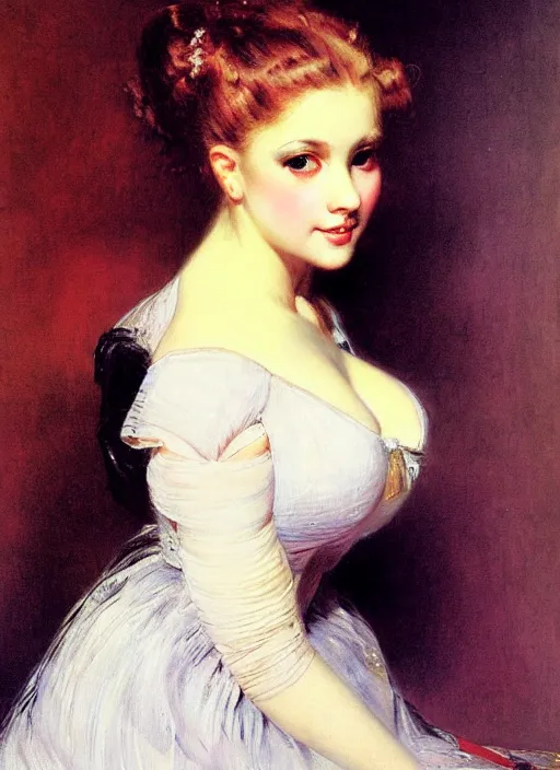 Prompt: a portrait of a pretty young lady by adolf hiremy - hirschl