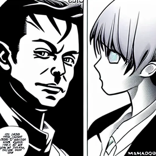 Prompt: elon musk and spacex manga by clamp