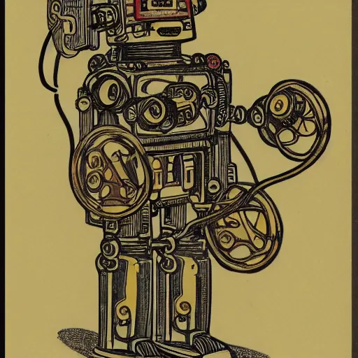 Image similar to robot, drawn by mucha