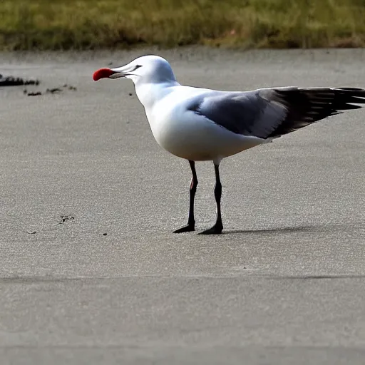 Prompt: a gull throwing a trash can, in the style of princess mononoke