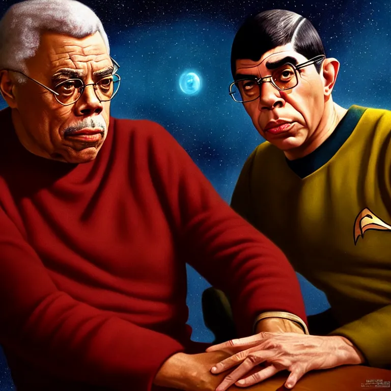 Image similar to epic professional digital art of james earl jones as spock, moderate atmospheric lighting, painted, intricate, detailed, by kyna tek, adar darnov, sidney lugo, alana fletcher, anthony moravian, epic, stunning, gorgeous, much wow, cinematic, masterpiece.