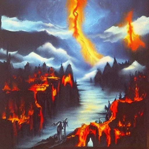 Image similar to the underworld inferno by bob ross