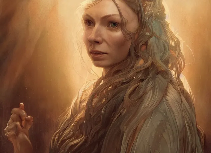 Prompt: a dramatic highly detailed render of Galadriel blended with Gollum, Middle-earth , by WLOP and Artgerm and Greg Rutkowski and Alphonse Mucha, Beautiful dynamic dramatic dark moody lighting, shadows, cinematic atmosphere, Artstation, Octane render, 8K, masterpiece, sharp focus, hyperrealistic, photograph