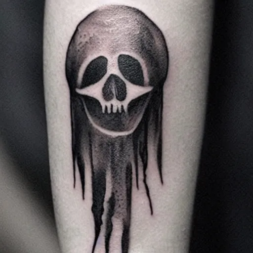 Image similar to A ghost tattoo, minimalistic, simplistic,