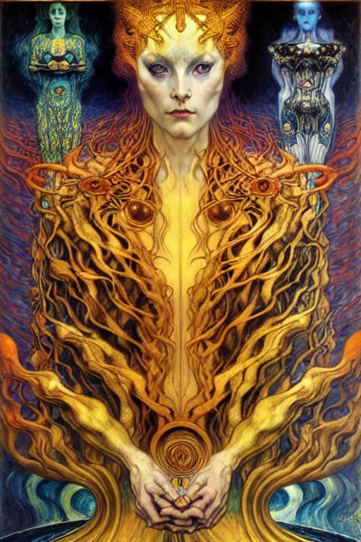 Image similar to Divine Chaos Engine by Karol Bak, Jean Delville, William Blake, Gustav Klimt, and Vincent Van Gogh, symbolist, visionary