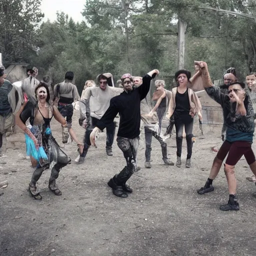 Prompt: a post apocalyptic dance party