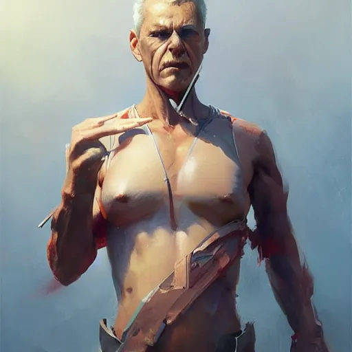 Image similar to boomer shooter protagonist, painted by stanley lau, painted by greg rutkowski, painted by stanley, artgerm, masterpiece, digital art, trending on arts