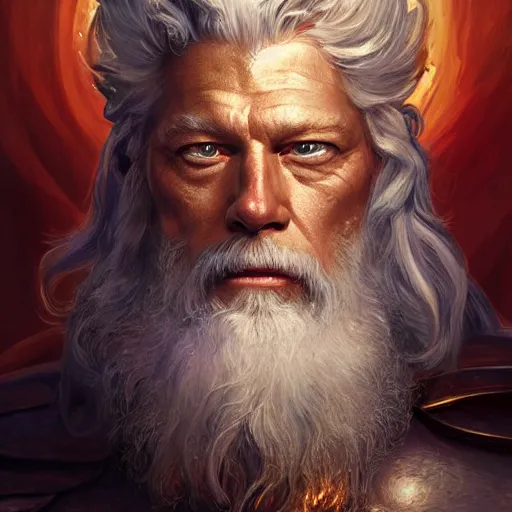 Prompt: masterpiece portrait of Paladin Zeus Wizard, stephen lang, Cinematic lightning, D&D, fantasy, highly detailed, digital painting, sharp focus, illustration, art by artgerm and greg rutkowski and magali villeneuve