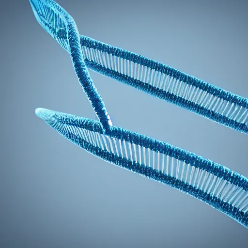 Image similar to model of DNA helix, blue and grey, studio light, octane render, soft filter