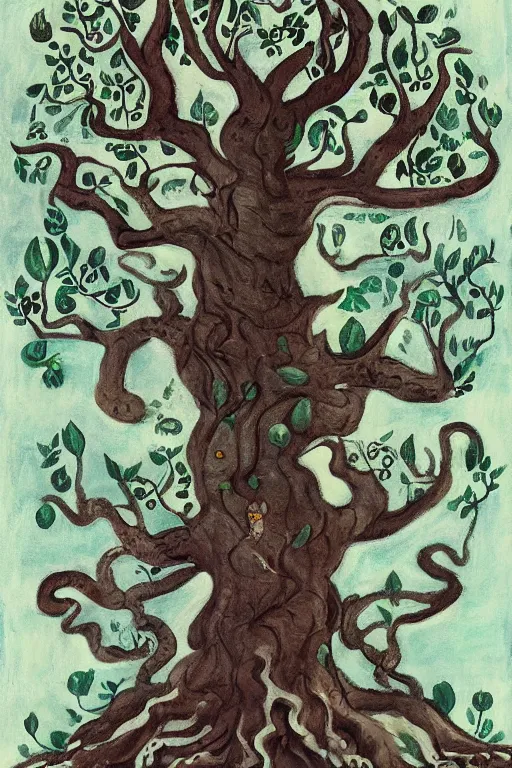 Prompt: Yggdrasil the tree of life by Tove Jansson, trending on artstation