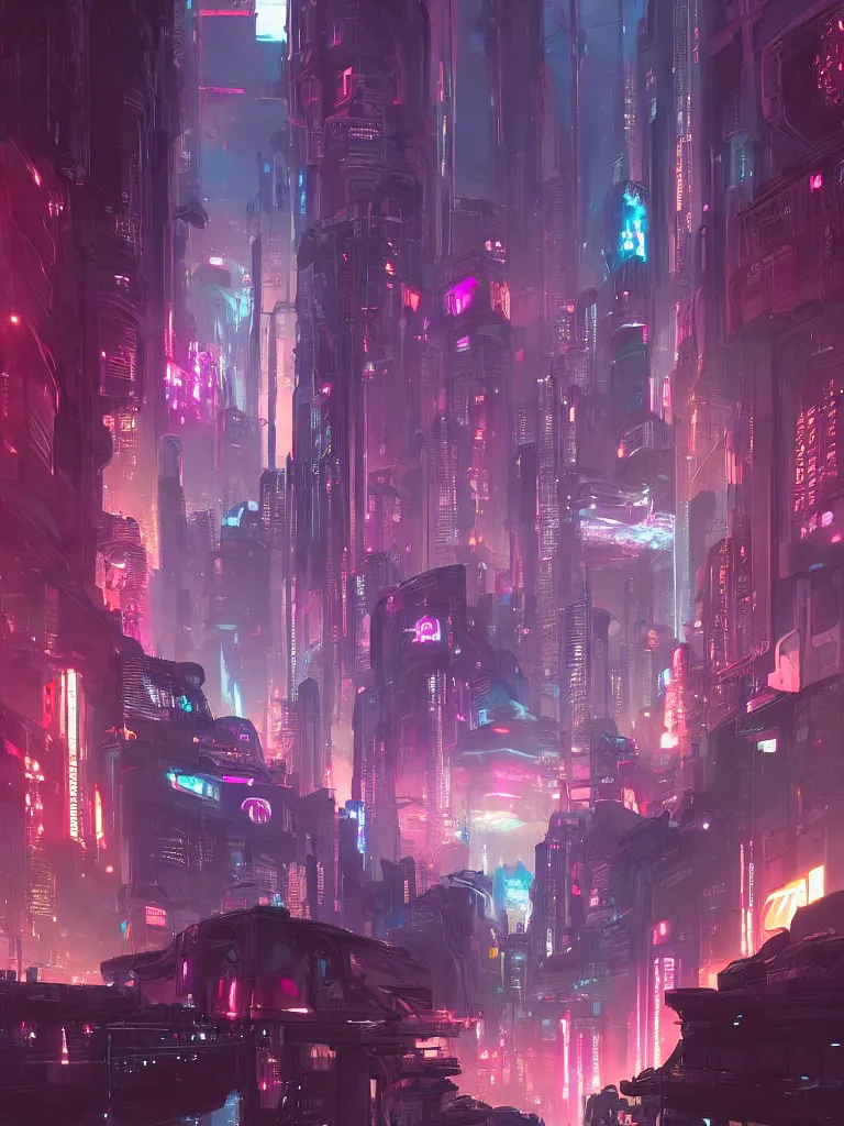 Image similar to Scene concept design of a future science fiction city，Cyberpunk style，rtx on， by moebius, Neil Blevins and Jordan Grimmer, neon lights, surreal