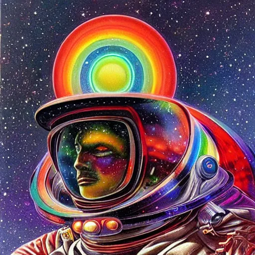 Image similar to kaleidoscope astronaut gerald brom rainbow prisms