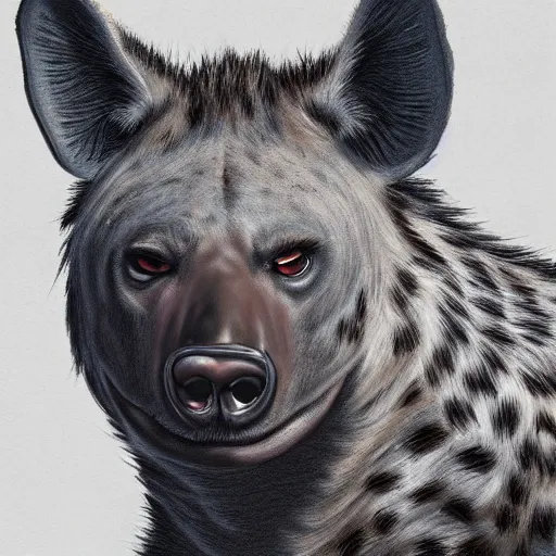 Image similar to a portrait of a hyena character, in the style of wayne barlowe