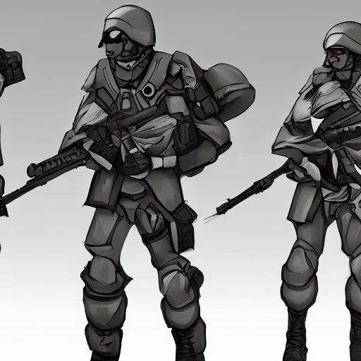 Image similar to concept art of futuristic soldiers