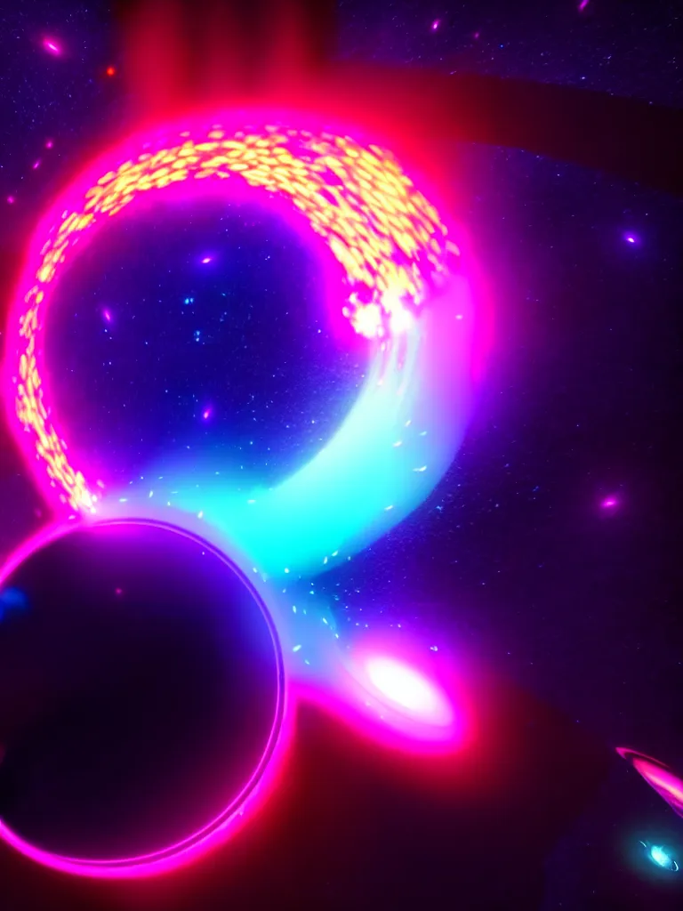 Prompt: black hole destroying a colorful neon universe,, atmospheric, cosmos, intricate details, ultra realistic, unreal engine 5, highly detailed vfx, cinematic