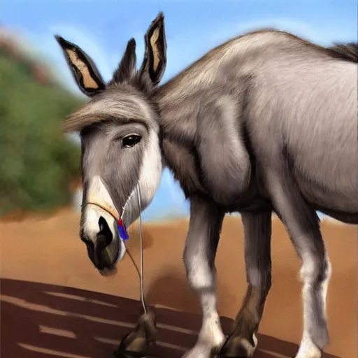 Image similar to donkey sitting on benjamin netanyahu picture, photorealistic, detailed, photograph