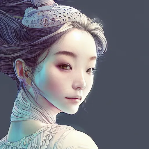 Prompt: the portrait of a blueberry that resembles an absurdly beautiful, graceful, elegant, sophisticated irene bae woman, an ultrafine hyperdetailed illustration by kim jung gi, irakli nadar, intricate linework, bright colors, octopath traveler, final fantasy, unreal engine 5 highly rendered, global illumination, radiant light, detailed and intricate environment