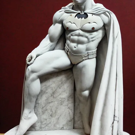 Image similar to greek sculpture of batman in marble,