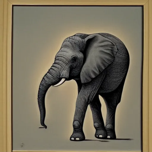 Image similar to an absurd elephant, drawing from the far side