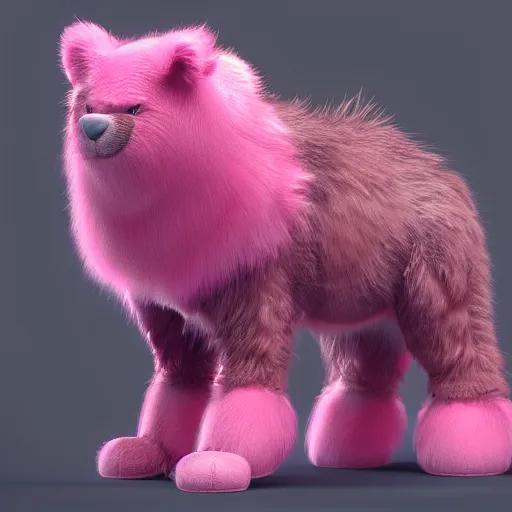 Prompt: extremly detailed micrphone made of pink fluffy fur, photorealistic, high details, 8 k, sharp focus, octane render, volumetric light
