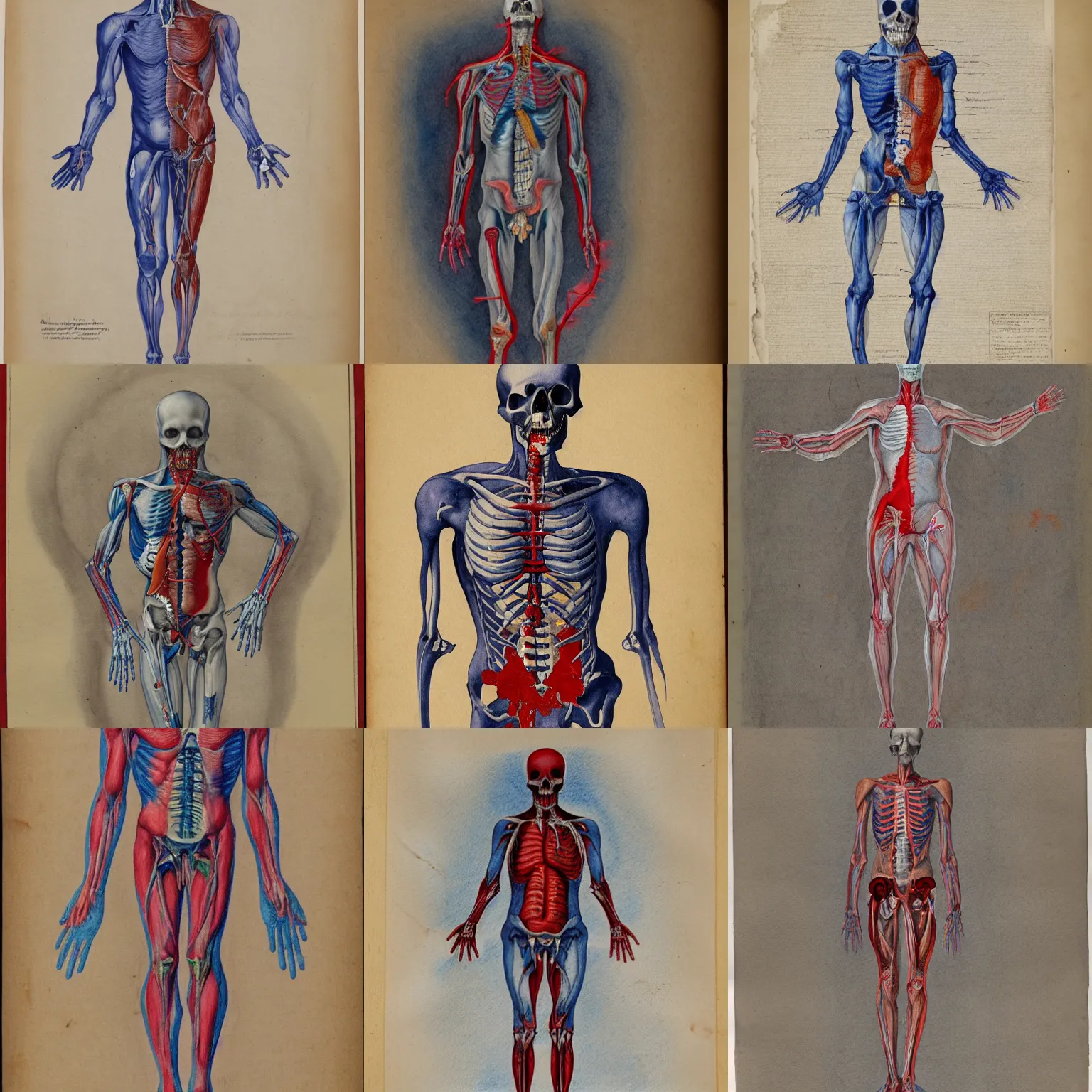 Prompt: detailed anatomical diagram of a spooky ghost with sheet, watercolor wash over graphite, on vellum, venetian red, cerulean blue, payne's grey, library of congress, high - resolution scan