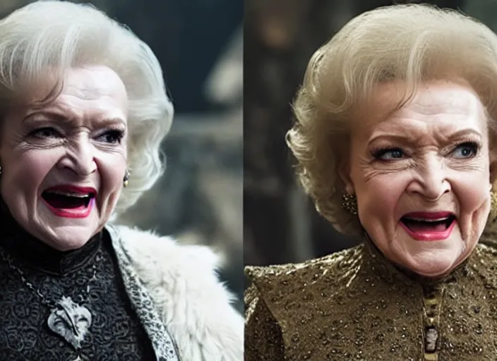 Image similar to a screenshot of betty white in an episode of game of thrones