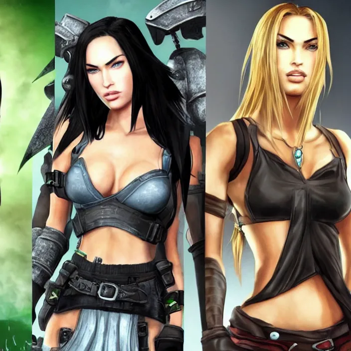 Image similar to megan fox in the style of final fantasy 7