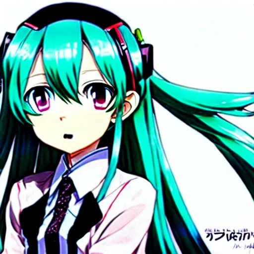 Image similar to hatsune miku v 4 in full growth, anime art, by ixima